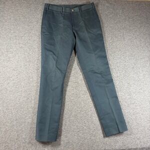 Indochino Mens 100% Cotton Dress Pants Dark Teal Green Flat Front Trousers 32X32